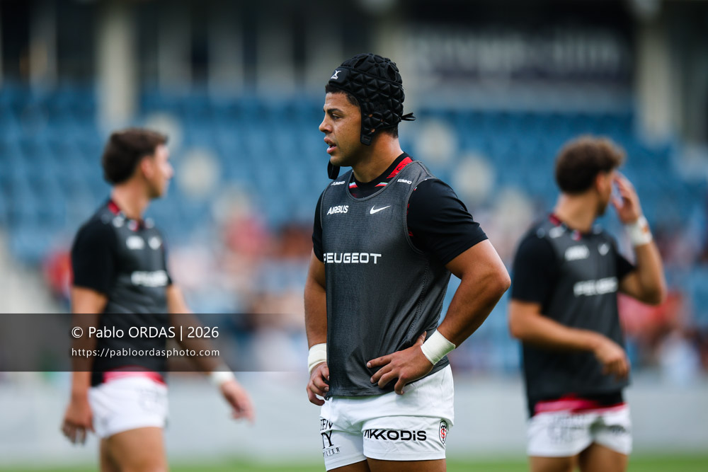 Santiago Chocobares, lors du match amical entre l'Aviron bayonnais et le Stade toulousain, le 28 août 2026 au stade Jean Dauger de Bayonne, France (Photo Pablo ORDAS)