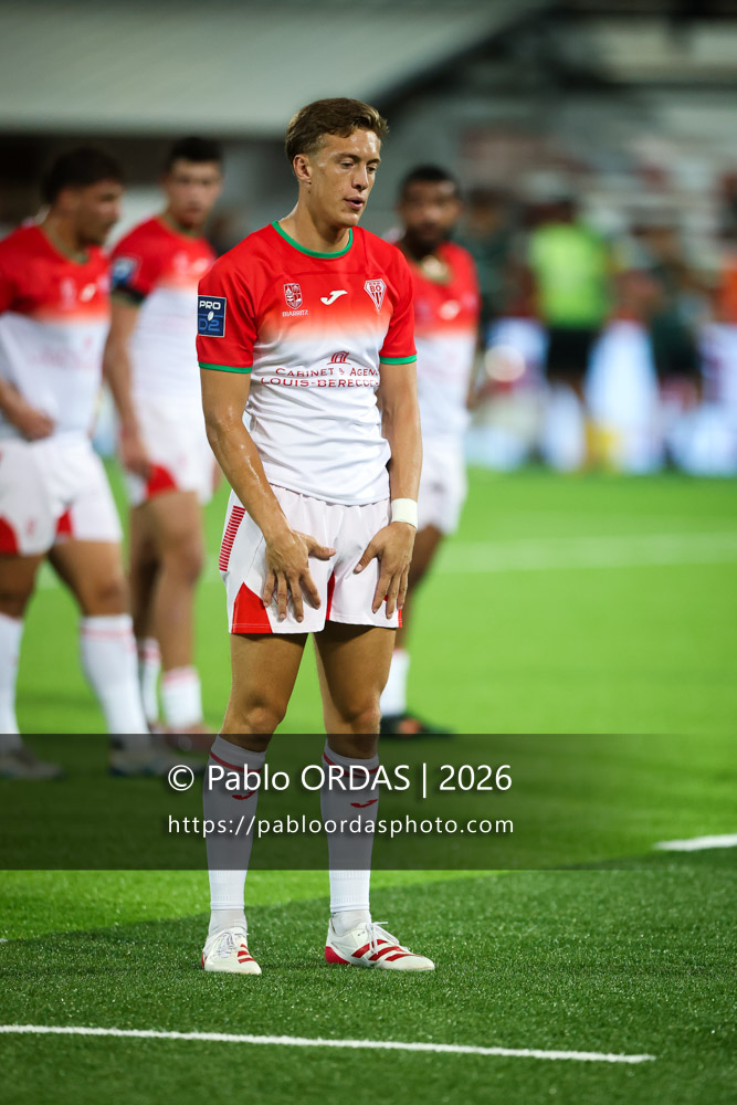 Iban Laclau, lors du match de Pro D2 entre le Biarritz olympique et Montauban, le 25 septembre 2026 au stade Aguiléra de Biarritz, France (Photo Pablo ORDAS)