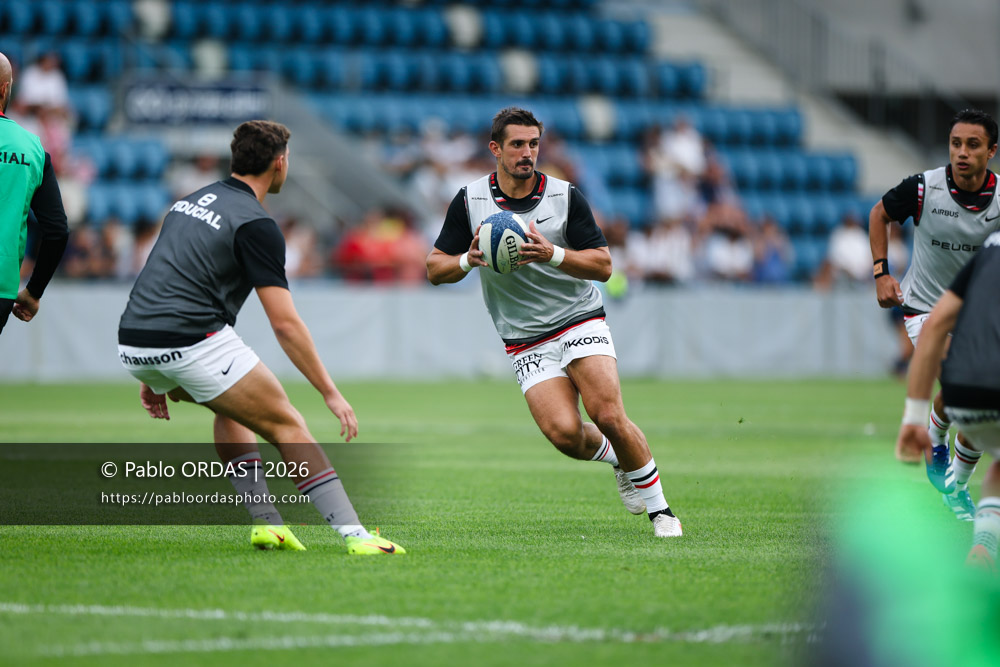 Thomas Ramos, lors du match amical entre l'Aviron bayonnais et le Stade toulousain, le 28 août 2026 au stade Jean Dauger de Bayonne, France (Photo Pablo ORDAS)