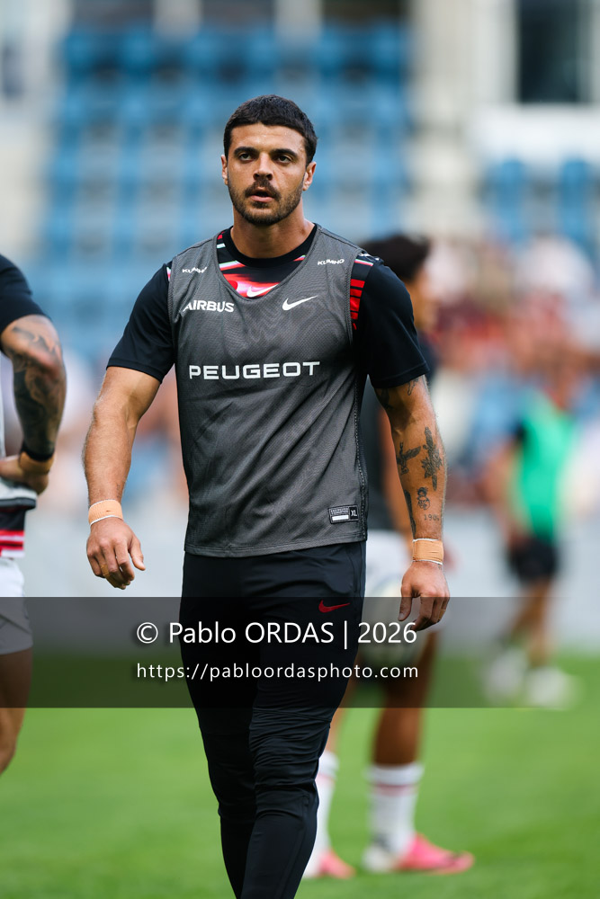 Romain Ntamack, lors du match amical entre l'Aviron bayonnais et le Stade toulousain, le 28 août 2026 au stade Jean Dauger de Bayonne, France (Photo Pablo ORDAS)