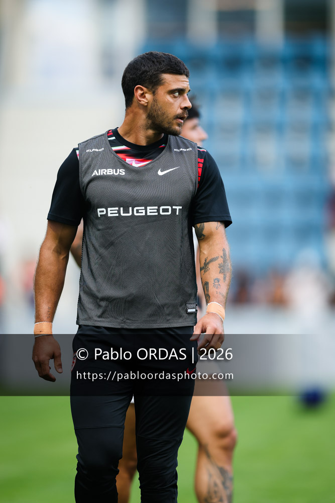 Romain Ntamack, lors du match amical entre l'Aviron bayonnais et le Stade toulousain, le 28 août 2026 au stade Jean Dauger de Bayonne, France (Photo Pablo ORDAS)