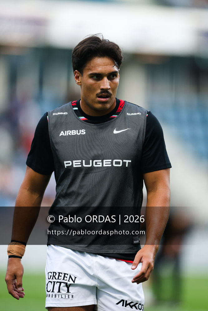 Kalvin Gourgues, lors du match amical entre l'Aviron bayonnais et le Stade toulousain, le 28 août 2026 au stade Jean Dauger de Bayonne, France (Photo Pablo ORDAS)