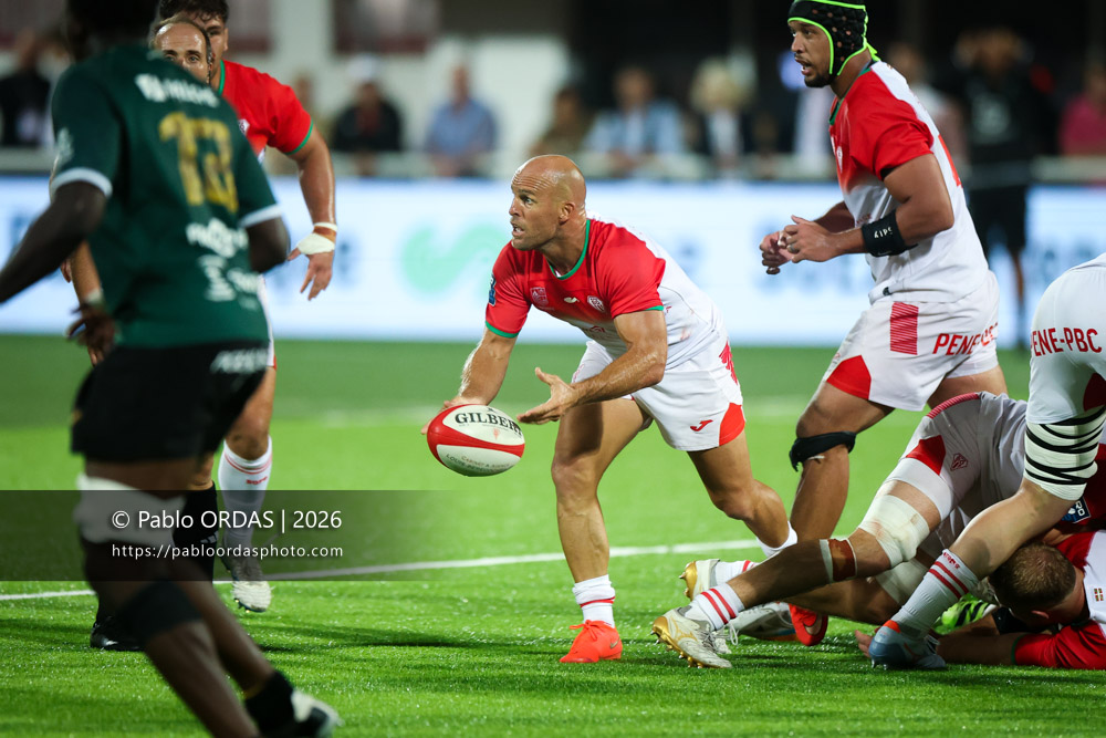 Mathieu Acebes, lors du match de Pro D2 entre le Biarritz olympique et Montauban, le 25 septembre 2026 au stade Aguiléra de Biarritz, France (Photo Pablo ORDAS)