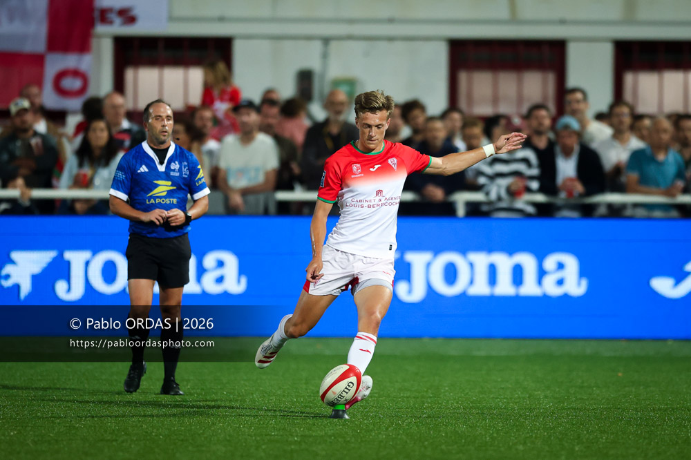 Iban Laclau, lors du match de Pro D2 entre le Biarritz olympique et Montauban, le 25 septembre 2026 au stade Aguiléra de Biarritz, France (Photo Pablo ORDAS)