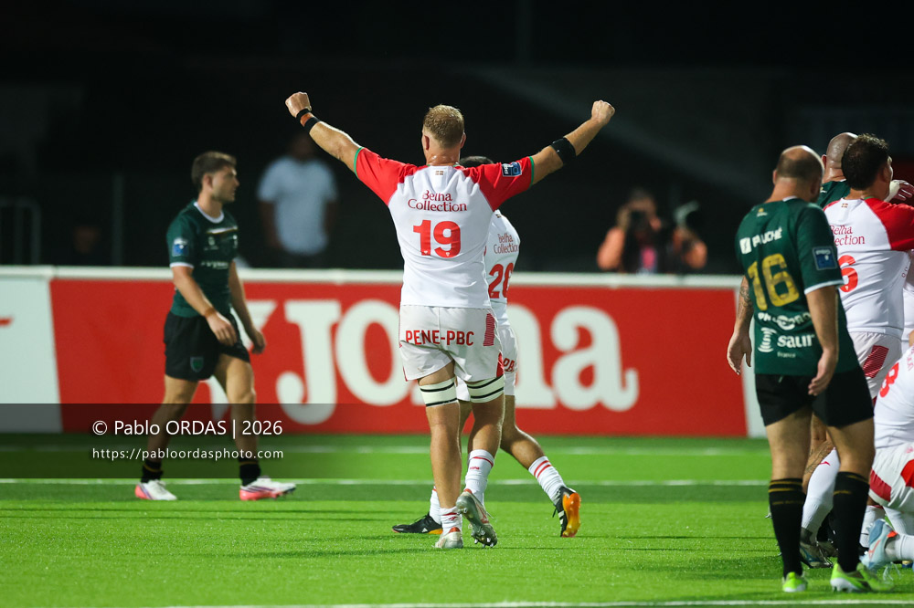 Heath Backhouse, lors du match de Pro D2 entre le Biarritz olympique et Montauban, le 25 septembre 2026 au stade Aguiléra de Biarritz, France (Photo Pablo ORDAS)