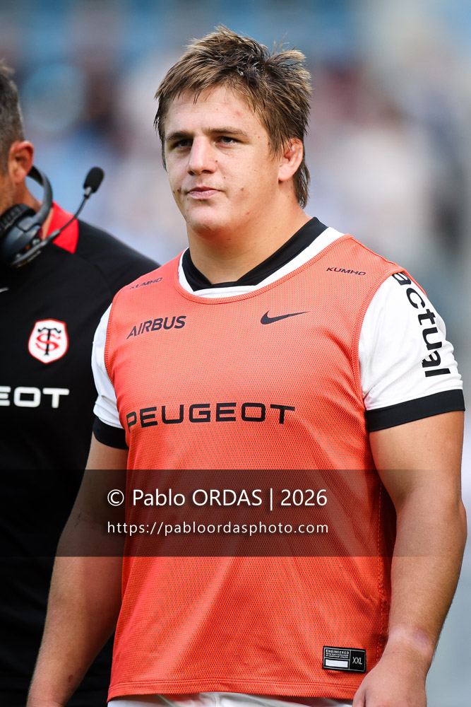Thomas Lacombre, lors du match amical entre l'Aviron bayonnais et le Stade toulousain, le 28 août 2026 au stade Jean Dauger de Bayonne, France (Photo Pablo ORDAS)