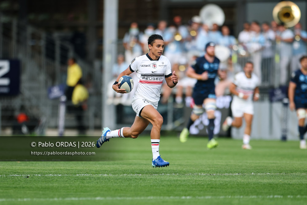 Ange Capuozzo, lors du match amical entre l'Aviron bayonnais et le Stade toulousain, le 28 août 2026 au stade Jean Dauger de Bayonne, France (Photo Pablo ORDAS)