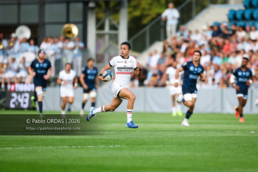Ange Capuozzo, lors du match amical entre l'Aviron bayonnais et le Stade toulousain, le 28 août 2026 au stade Jean Dauger de Bayonne, France (Photo Pablo ORDAS)