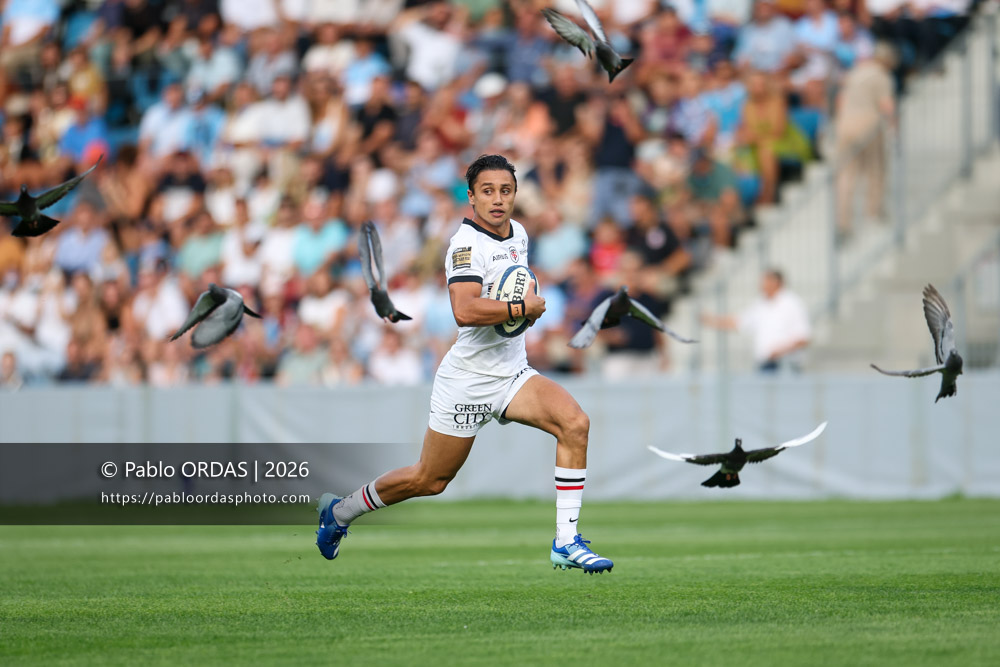 Ange Capuozzo, lors du match amical entre l'Aviron bayonnais et le Stade toulousain, le 28 août 2026 au stade Jean Dauger de Bayonne, France (Photo Pablo ORDAS)