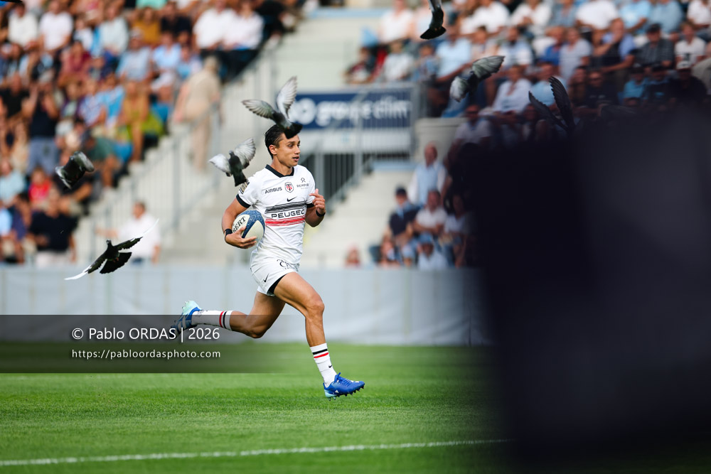 Ange Capuozzo, lors du match amical entre l'Aviron bayonnais et le Stade toulousain, le 28 août 2026 au stade Jean Dauger de Bayonne, France (Photo Pablo ORDAS)