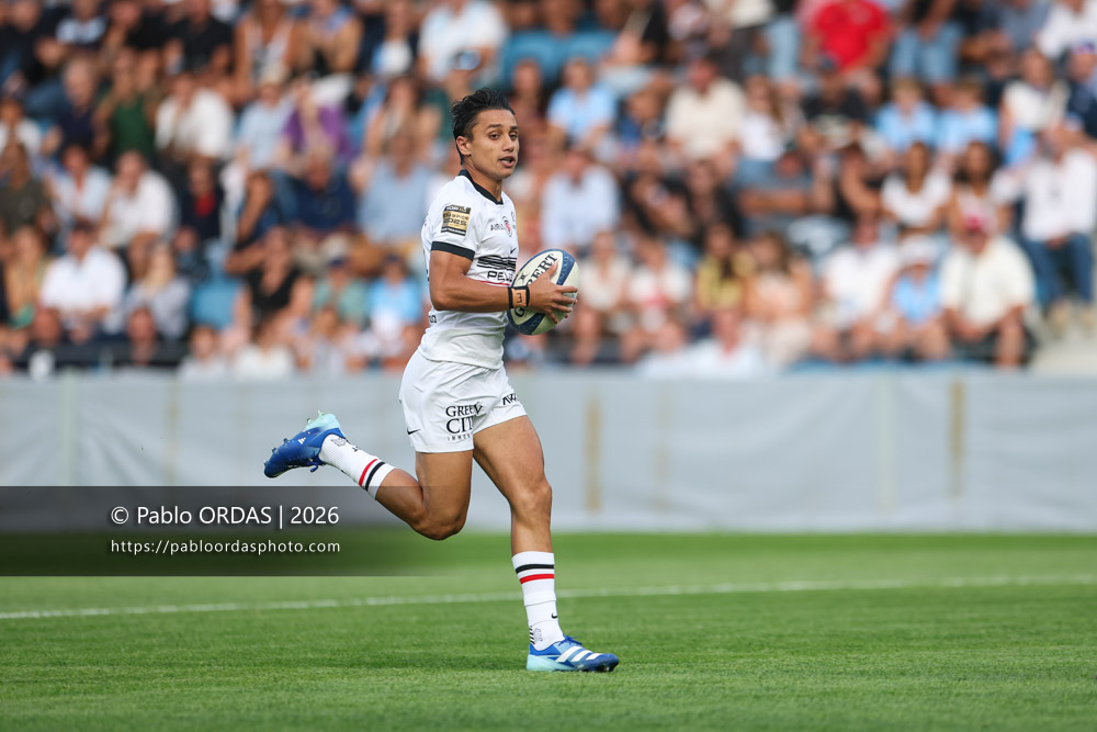 Ange Capuozzo, lors du match amical entre l'Aviron bayonnais et le Stade toulousain, le 28 août 2026 au stade Jean Dauger de Bayonne, France (Photo Pablo ORDAS)