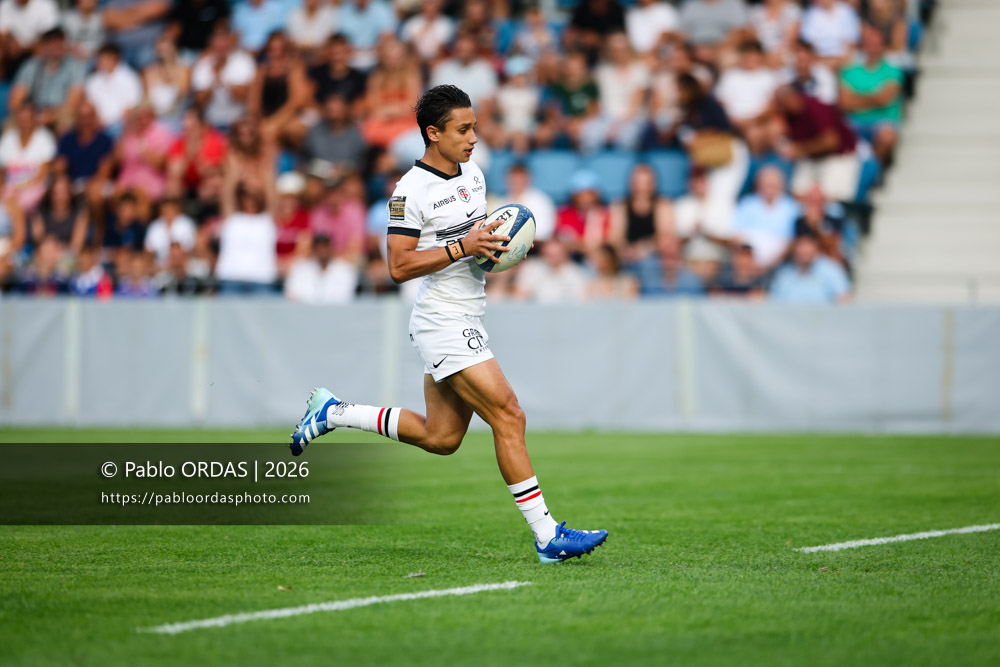 Ange Capuozzo, lors du match amical entre l'Aviron bayonnais et le Stade toulousain, le 28 août 2026 au stade Jean Dauger de Bayonne, France (Photo Pablo ORDAS)