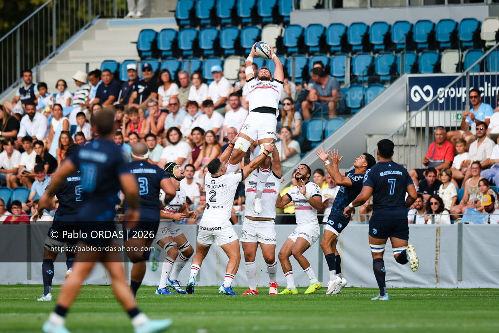Alexandre Roumat, lors du match amical entre l'Aviron bayonnais et le Stade toulousain, le 28 août 2026 au stade Jean Dauger de Bayonne, France (Photo Pablo ORDAS)