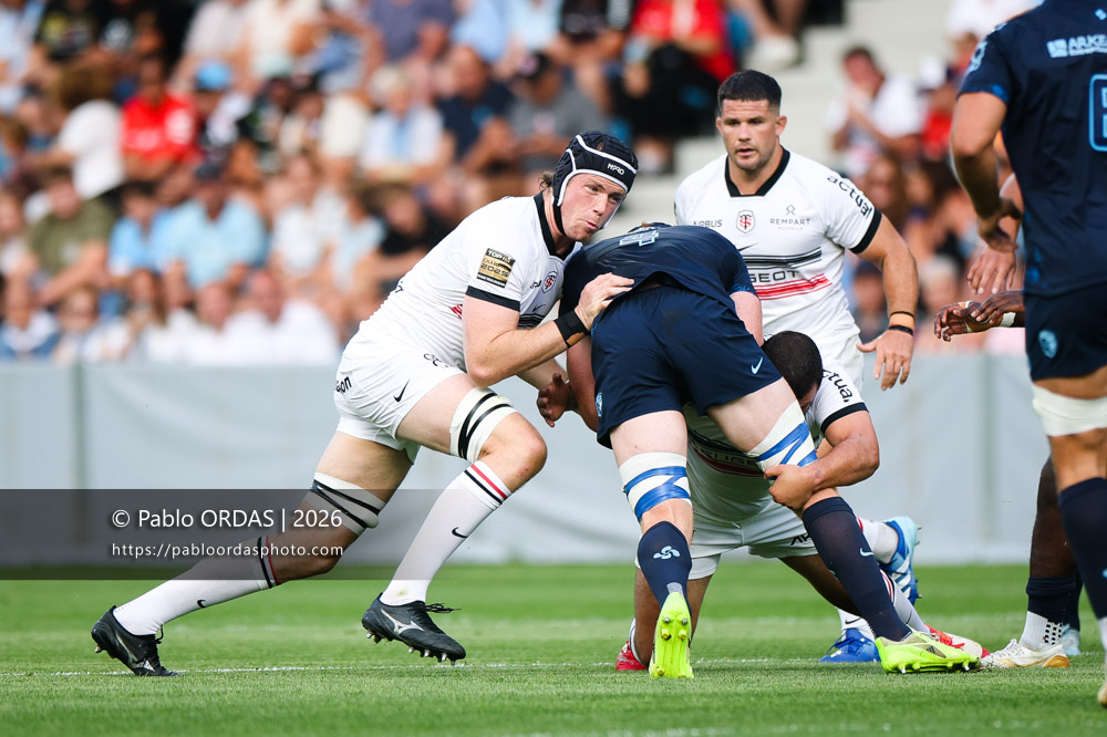 Thibaud Flament, lors du match amical entre l'Aviron bayonnais et le Stade toulousain, le 28 août 2026 au stade Jean Dauger de Bayonne, France (Photo Pablo ORDAS)