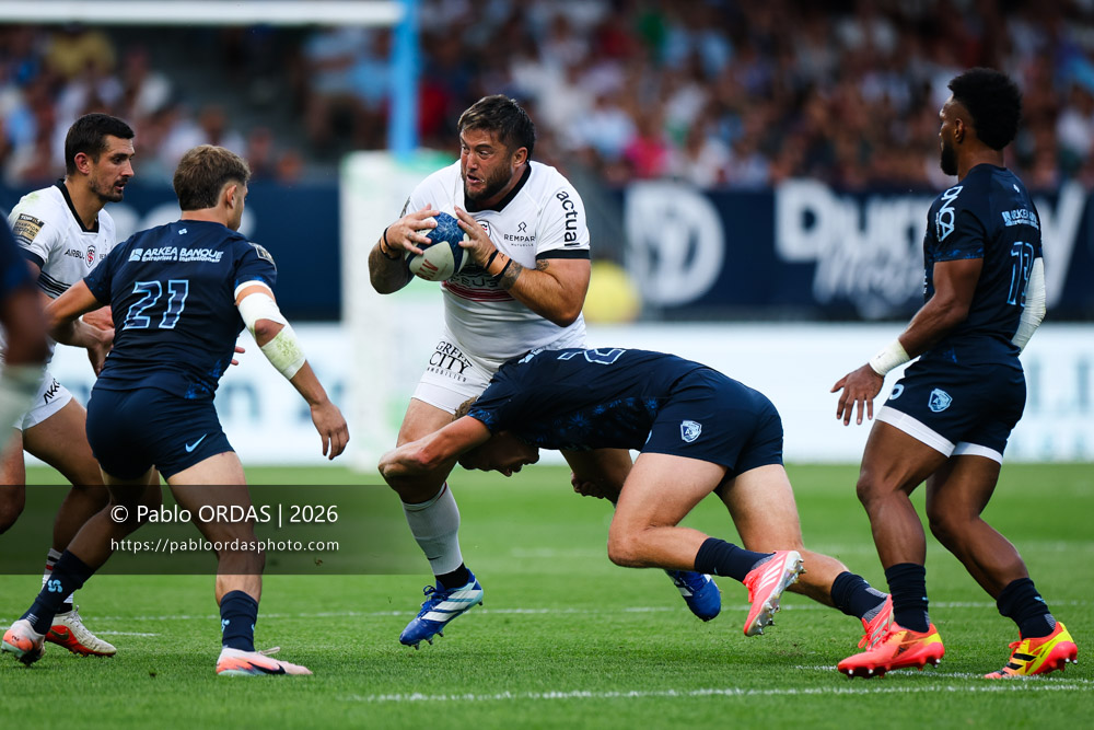 Cyril Baille, lors du match amical entre l'Aviron bayonnais et le Stade toulousain, le 28 août 2026 au stade Jean Dauger de Bayonne, France (Photo Pablo ORDAS)