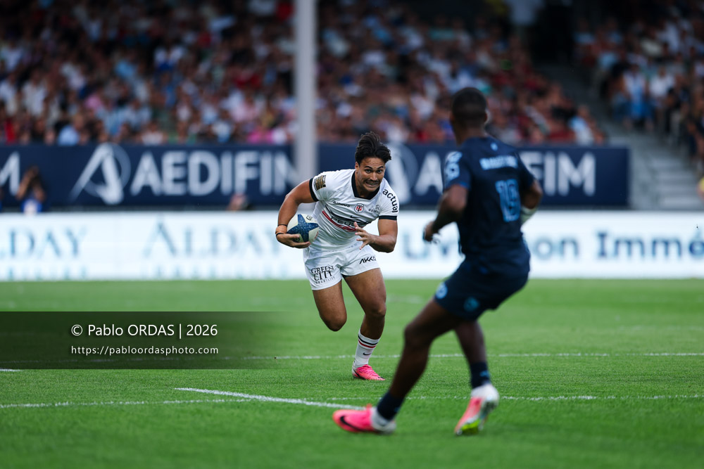 Kalvin Gourgues, lors du match amical entre l'Aviron bayonnais et le Stade toulousain, le 28 août 2026 au stade Jean Dauger de Bayonne, France (Photo Pablo ORDAS)