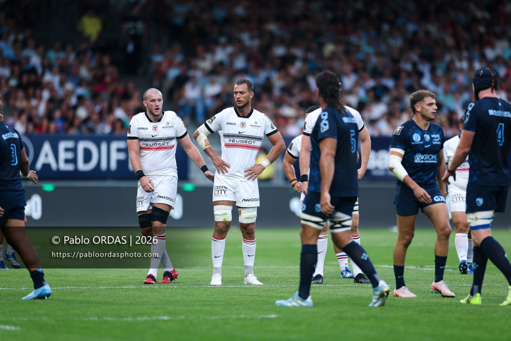 Alexandre Roumat, lors du match amical entre l'Aviron bayonnais et le Stade toulousain, le 28 août 2026 au stade Jean Dauger de Bayonne, France (Photo Pablo ORDAS)