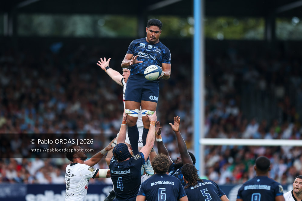 Matthieu Uhila, lors du match amical entre l'Aviron bayonnais et le Stade toulousain, le 28 août 2026 au stade Jean Dauger de Bayonne, France (Photo Pablo ORDAS)