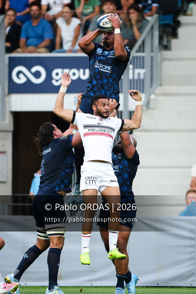 Matthieu Uhila, lors du match amical entre l'Aviron bayonnais et le Stade toulousain, le 28 août 2026 au stade Jean Dauger de Bayonne, France (Photo Pablo ORDAS)