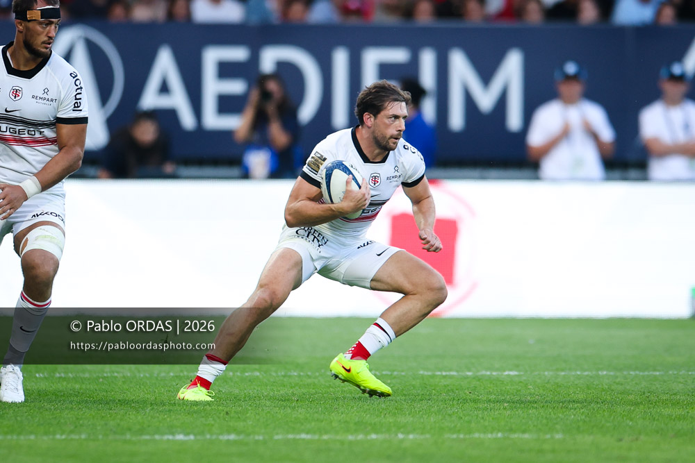 Pierre Louis Barassi, lors du match amical entre l'Aviron bayonnais et le Stade toulousain, le 28 août 2026 au stade Jean Dauger de Bayonne, France (Photo Pablo ORDAS)