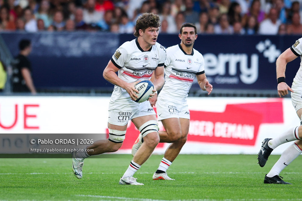 Romeo Martin Bonnard, lors du match amical entre l'Aviron bayonnais et le Stade toulousain, le 28 août 2026 au stade Jean Dauger de Bayonne, France (Photo Pablo ORDAS)