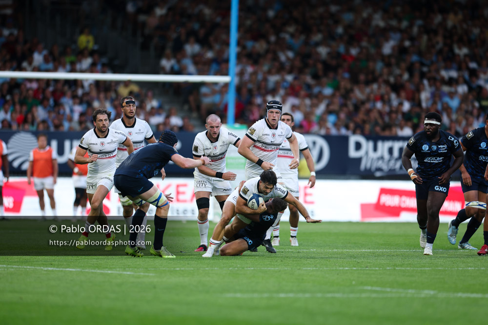 Matias Remue, lors du match amical entre l'Aviron bayonnais et le Stade toulousain, le 28 août 2026 au stade Jean Dauger de Bayonne, France (Photo Pablo ORDAS)