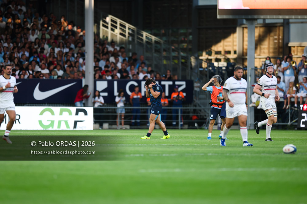 Mateo Carreras, lors du match amical entre l'Aviron bayonnais et le Stade toulousain, le 28 août 2026 au stade Jean Dauger de Bayonne, France (Photo Pablo ORDAS)