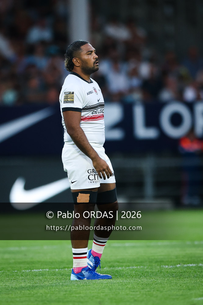 Peato Mauvaka, lors du match amical entre l'Aviron bayonnais et le Stade toulousain, le 28 août 2026 au stade Jean Dauger de Bayonne, France (Photo Pablo ORDAS)