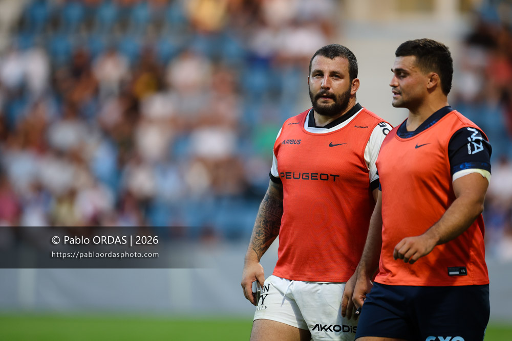 Dorian Aldegheri, lors du match amical entre l'Aviron bayonnais et le Stade toulousain, le 28 août 2026 au stade Jean Dauger de Bayonne, France (Photo Pablo ORDAS)