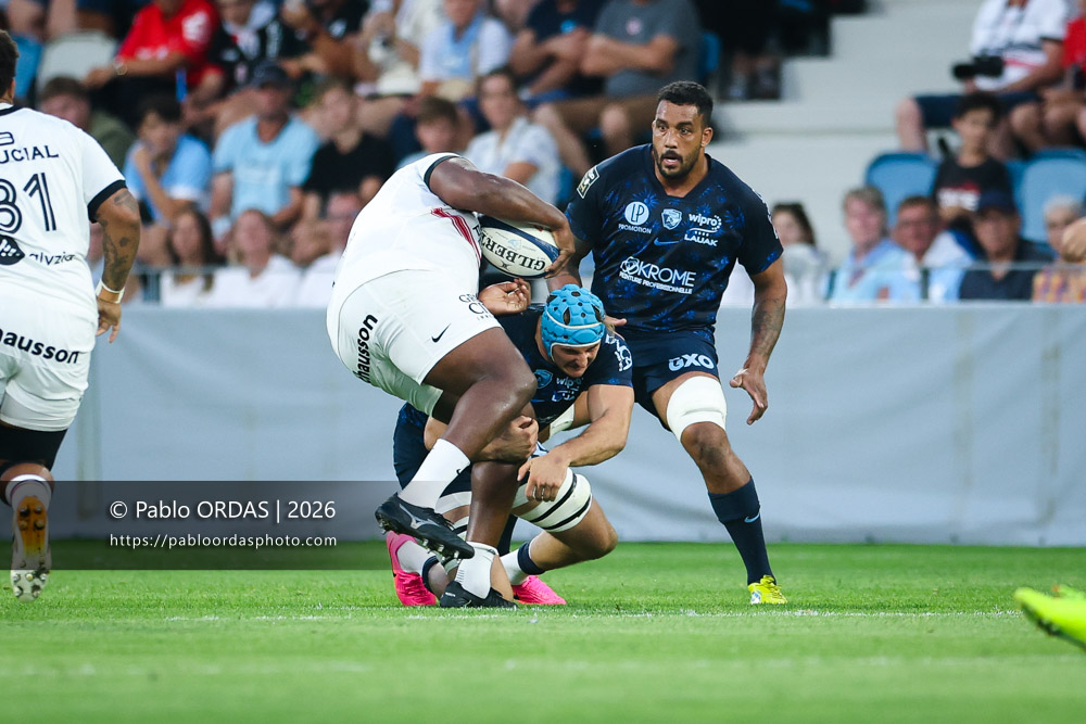 Esteban Capilla, lors du match amical entre l'Aviron bayonnais et le Stade toulousain, le 28 août 2026 au stade Jean Dauger de Bayonne, France (Photo Pablo ORDAS)