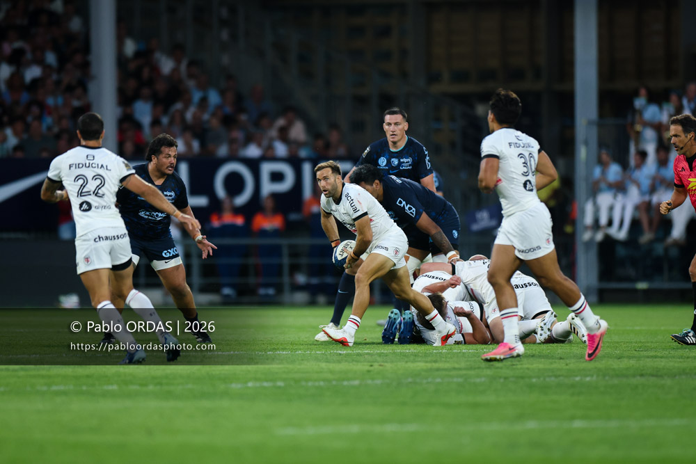 Paul Graou, lors du match amical entre l'Aviron bayonnais et le Stade toulousain, le 28 août 2026 au stade Jean Dauger de Bayonne, France (Photo Pablo ORDAS)