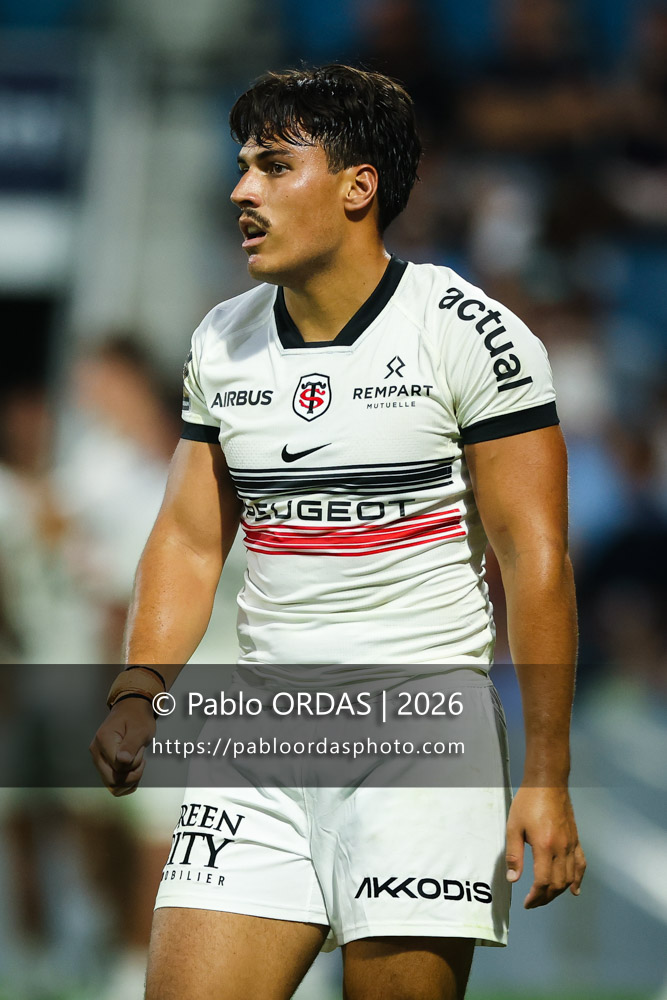 Kalvin Gourgues, lors du match amical entre l'Aviron bayonnais et le Stade toulousain, le 28 août 2026 au stade Jean Dauger de Bayonne, France (Photo Pablo ORDAS)