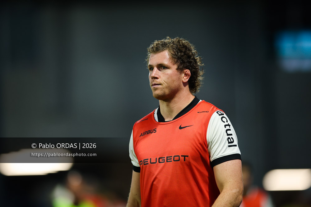 Thibaud Flament, lors du match amical entre l'Aviron bayonnais et le Stade toulousain, le 28 août 2026 au stade Jean Dauger de Bayonne, France (Photo Pablo ORDAS)
