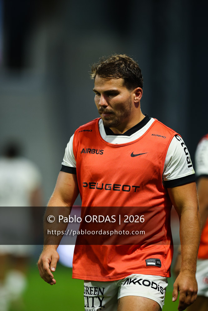 Antoine Dupont, lors du match amical entre l'Aviron bayonnais et le Stade toulousain, le 28 août 2026 au stade Jean Dauger de Bayonne, France (Photo Pablo ORDAS)
