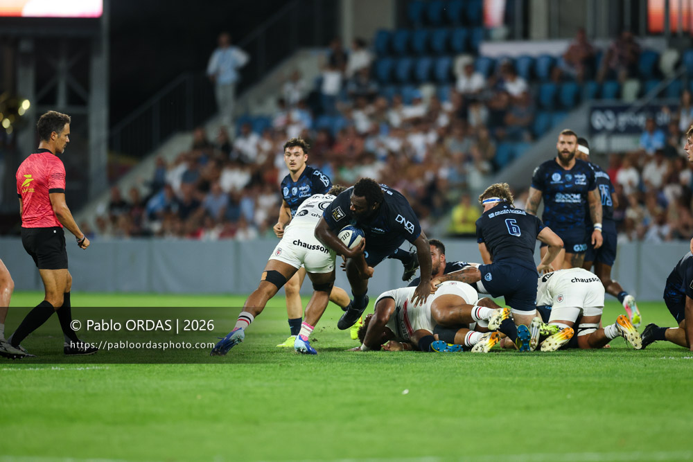 Luke Tagi, lors du match amical entre l'Aviron bayonnais et le Stade toulousain, le 28 août 2026 au stade Jean Dauger de Bayonne, France (Photo Pablo ORDAS)
