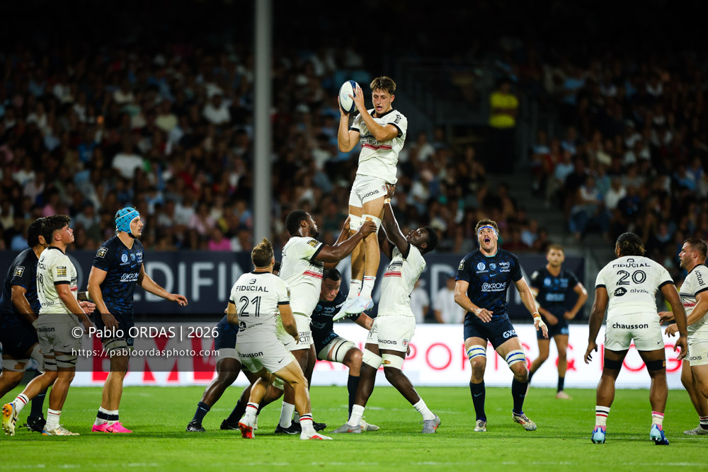Alban Portat, lors du match amical entre l'Aviron bayonnais et le Stade toulousain, le 28 août 2026 au stade Jean Dauger de Bayonne, France (Photo Pablo ORDAS)