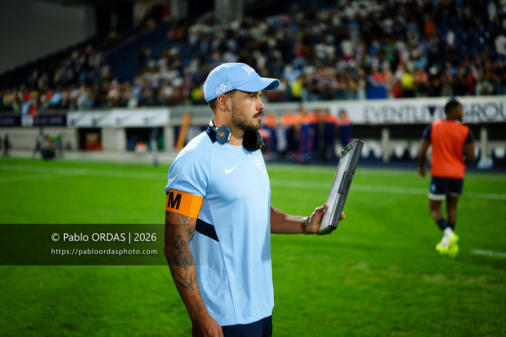 Louis Carlod, lors du match amical entre l'Aviron bayonnais et le Stade toulousain, le 28 août 2026 au stade Jean Dauger de Bayonne, France (Photo Pablo ORDAS)