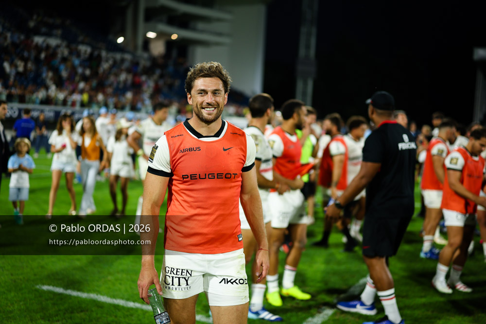 Pierre Louis Barassi, lors du match amical entre l'Aviron bayonnais et le Stade toulousain, le 28 août 2026 au stade Jean Dauger de Bayonne, France (Photo Pablo ORDAS)