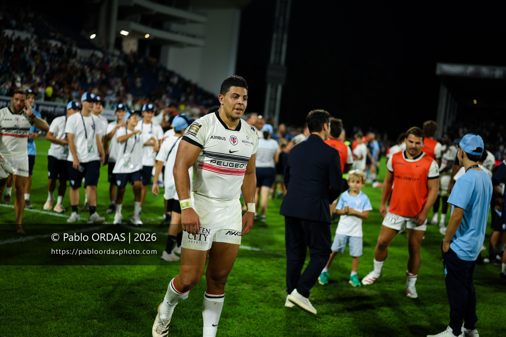 Santiago Chocobares, lors du match amical entre l'Aviron bayonnais et le Stade toulousain, le 28 août 2026 au stade Jean Dauger de Bayonne, France (Photo Pablo ORDAS)