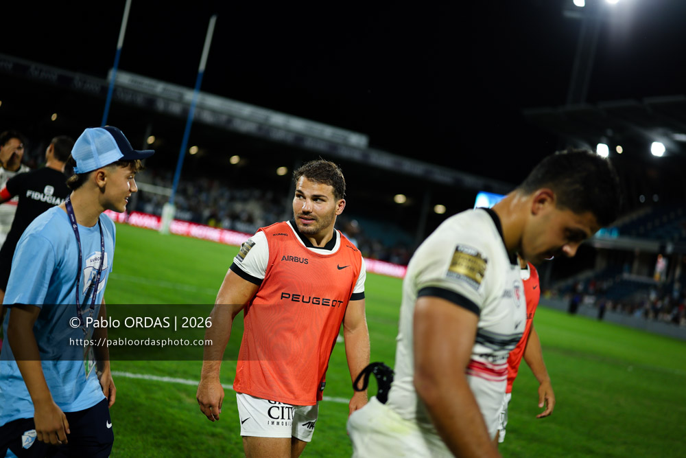 Antoine Dupont, lors du match amical entre l'Aviron bayonnais et le Stade toulousain, le 28 août 2026 au stade Jean Dauger de Bayonne, France (Photo Pablo ORDAS)