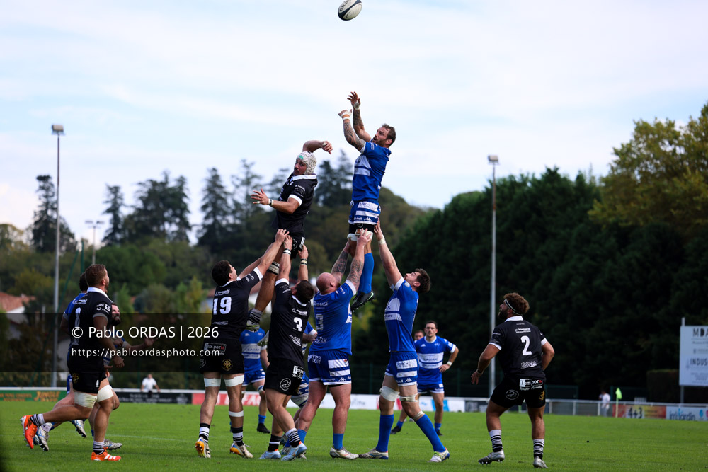 Sébastien Laulhé, lors du match de Fédérale 1 entre l'Anglet olympique et le Stade bagnérais, le 4 octobre 2026 au stade Saint-Jean d'Anglet, France (Photo Pablo ORDAS)