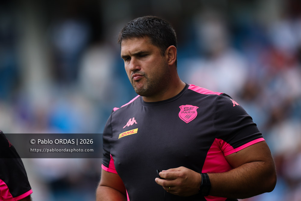 Francisco Gomez Kodela, lors du match de Top 14 entre l'Aviron bayonnais et le Stade français Paris, le 3 octobre 2026 au stade Jean Dauger de Bayonne, France (Photo Pablo ORDAS)