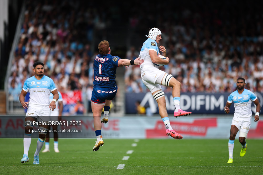 Esteban Capilla, lors du match de Top 14 entre l'Aviron bayonnais et le Stade français Paris, le 3 octobre 2026 au stade Jean Dauger de Bayonne, France (Photo Pablo ORDAS)