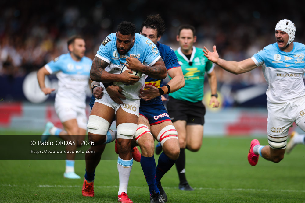 Giovanni Habel Küffner, lors du match de Top 14 entre l'Aviron bayonnais et le Stade français Paris, le 3 octobre 2026 au stade Jean Dauger de Bayonne, France (Photo Pablo ORDAS)