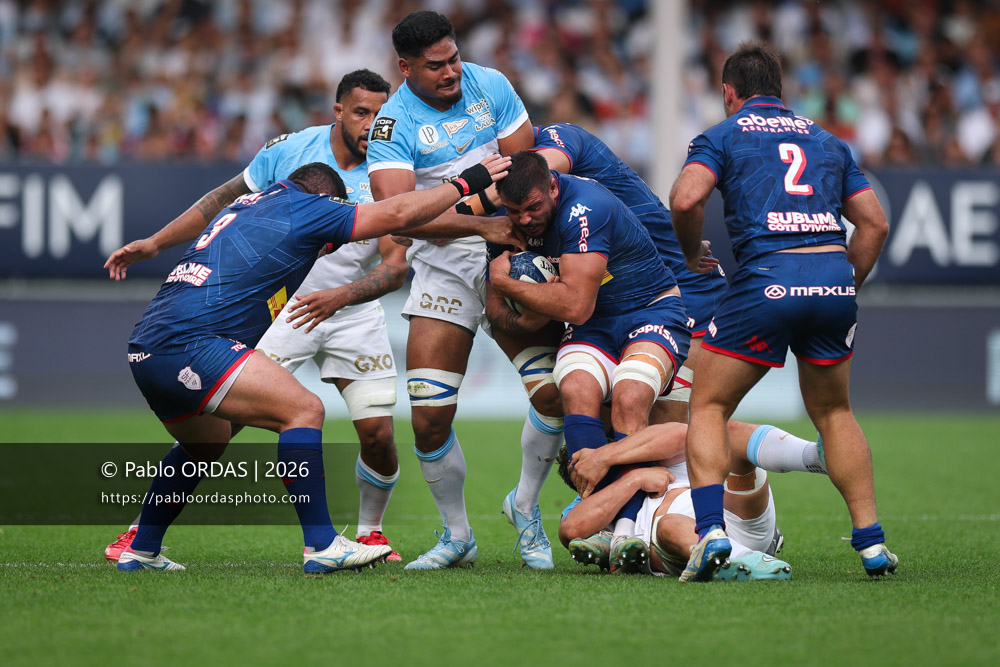 Juan Martin Scelzo, lors du match de Top 14 entre l'Aviron bayonnais et le Stade français Paris, le 3 octobre 2026 au stade Jean Dauger de Bayonne, France (Photo Pablo ORDAS)