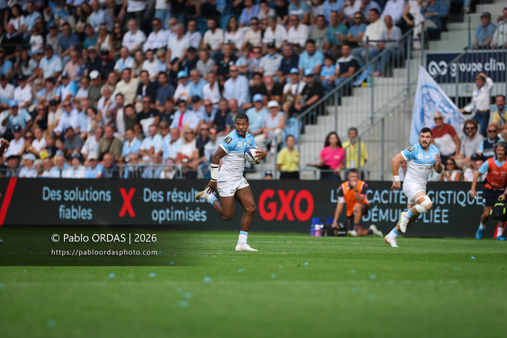 Cheikh Tiberghien, lors du match de Top 14 entre l'Aviron bayonnais et le Stade français Paris, le 3 octobre 2026 au stade Jean Dauger de Bayonne, France (Photo Pablo ORDAS)