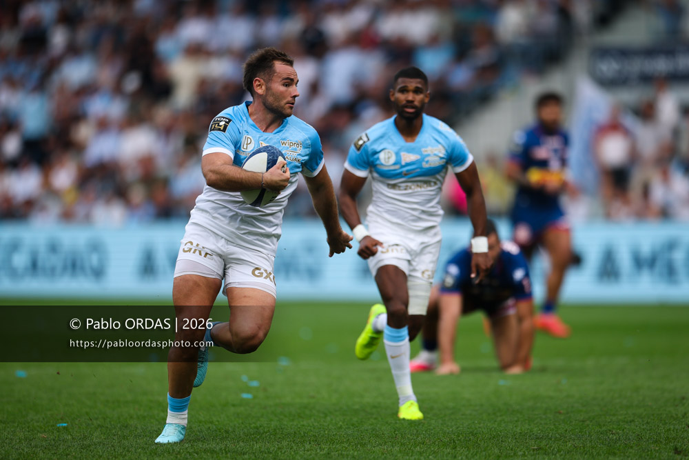 Joris Segonds, lors du match de Top 14 entre l'Aviron bayonnais et le Stade français Paris, le 3 octobre 2026 au stade Jean Dauger de Bayonne, France (Photo Pablo ORDAS)