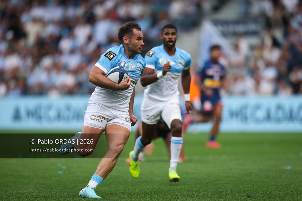 Joris Segonds, lors du match de Top 14 entre l'Aviron bayonnais et le Stade français Paris, le 3 octobre 2026 au stade Jean Dauger de Bayonne, France (Photo Pablo ORDAS)