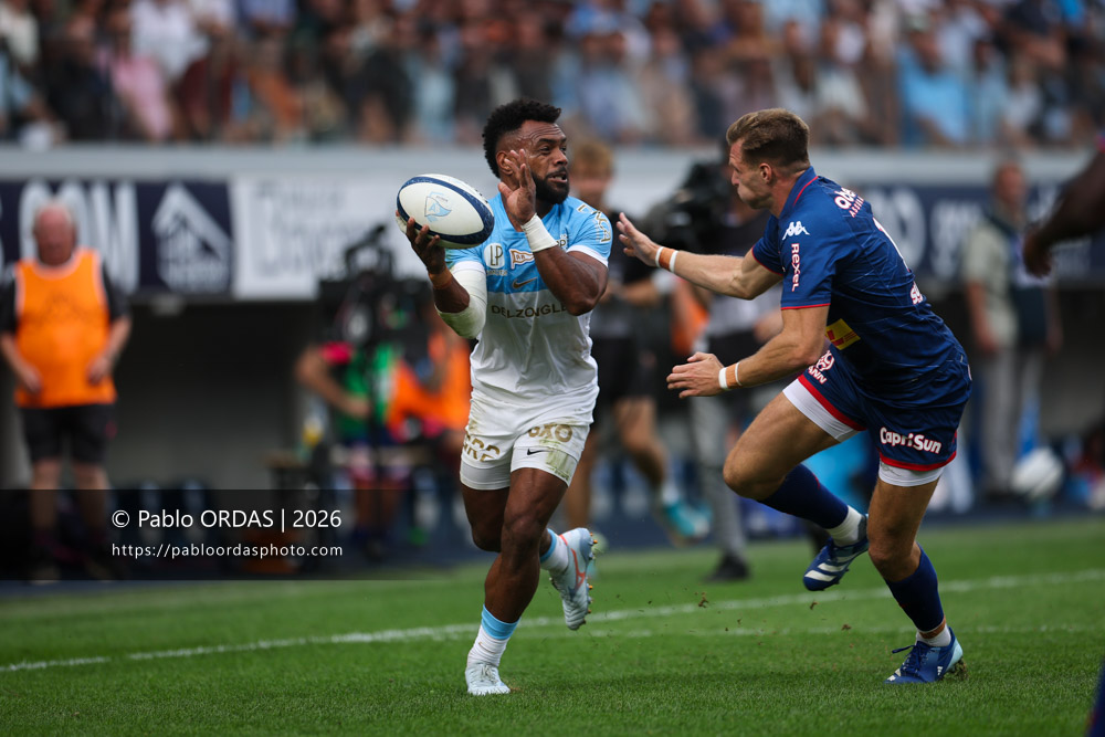 Sireli Maqala, lors du match de Top 14 entre l'Aviron bayonnais et le Stade français Paris, le 3 octobre 2026 au stade Jean Dauger de Bayonne, France (Photo Pablo ORDAS)