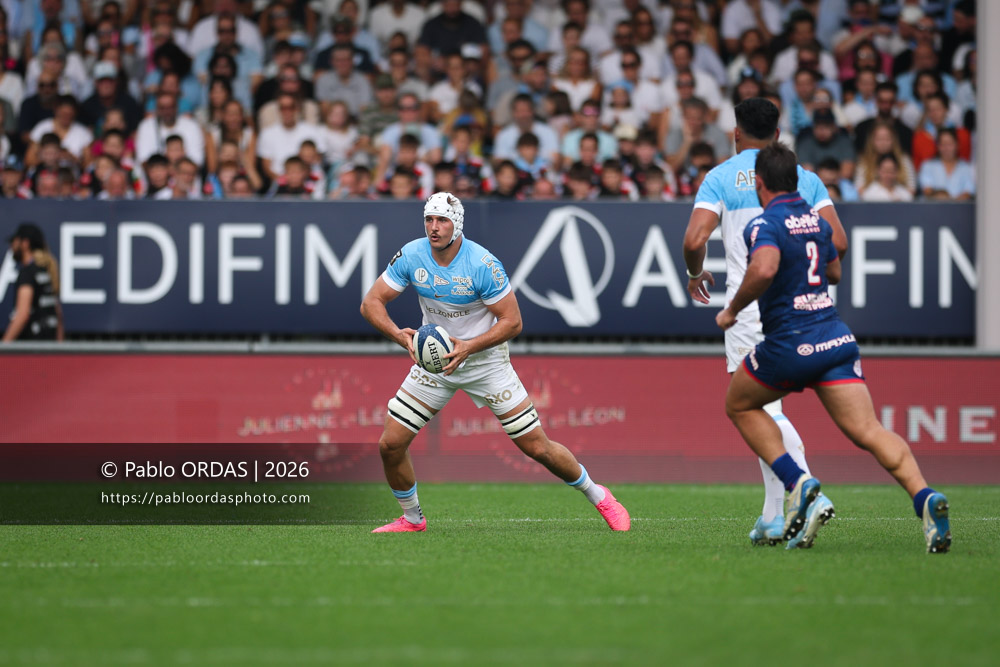 Esteban Capilla, lors du match de Top 14 entre l'Aviron bayonnais et le Stade français Paris, le 3 octobre 2026 au stade Jean Dauger de Bayonne, France (Photo Pablo ORDAS)